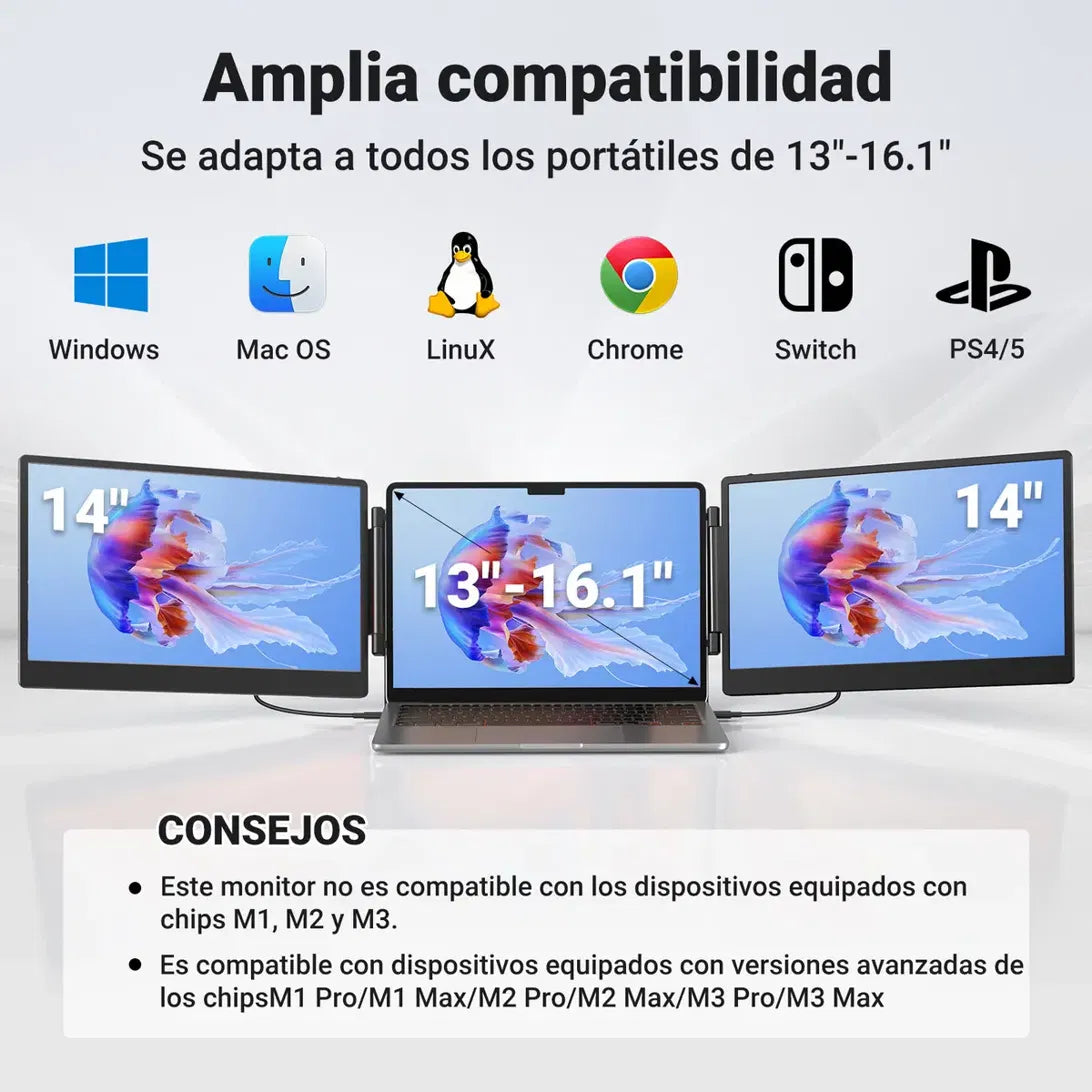 Ergovix Triovix 14" | Monitor Doble Portátil Full HD para Notebook