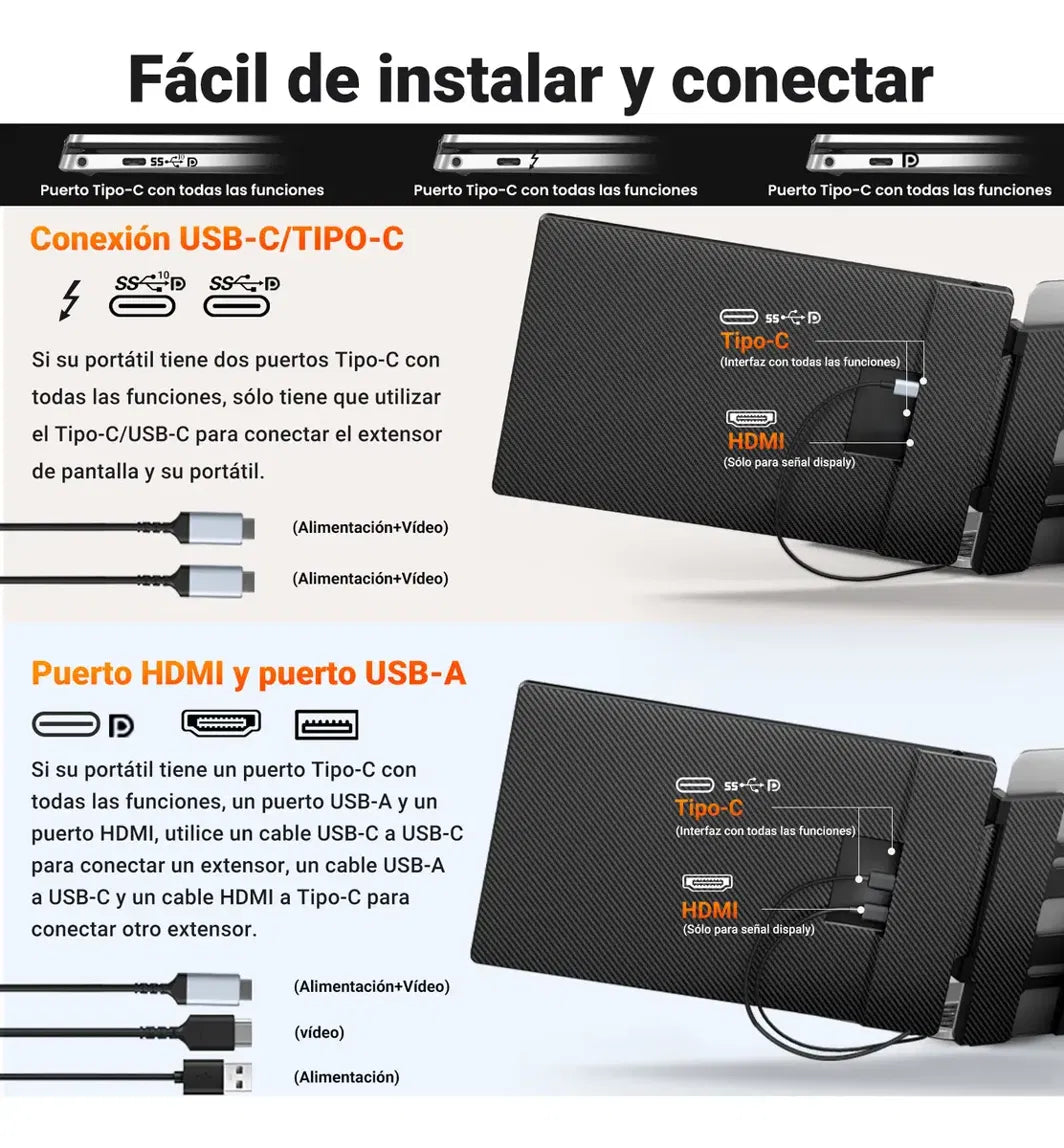 Ergovix Triovix 14" | Monitor Doble Portátil Full HD para Notebook